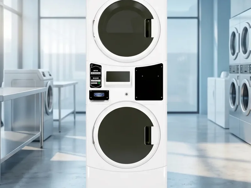 Lavadora e secadora comerciais Maytag empilhadas